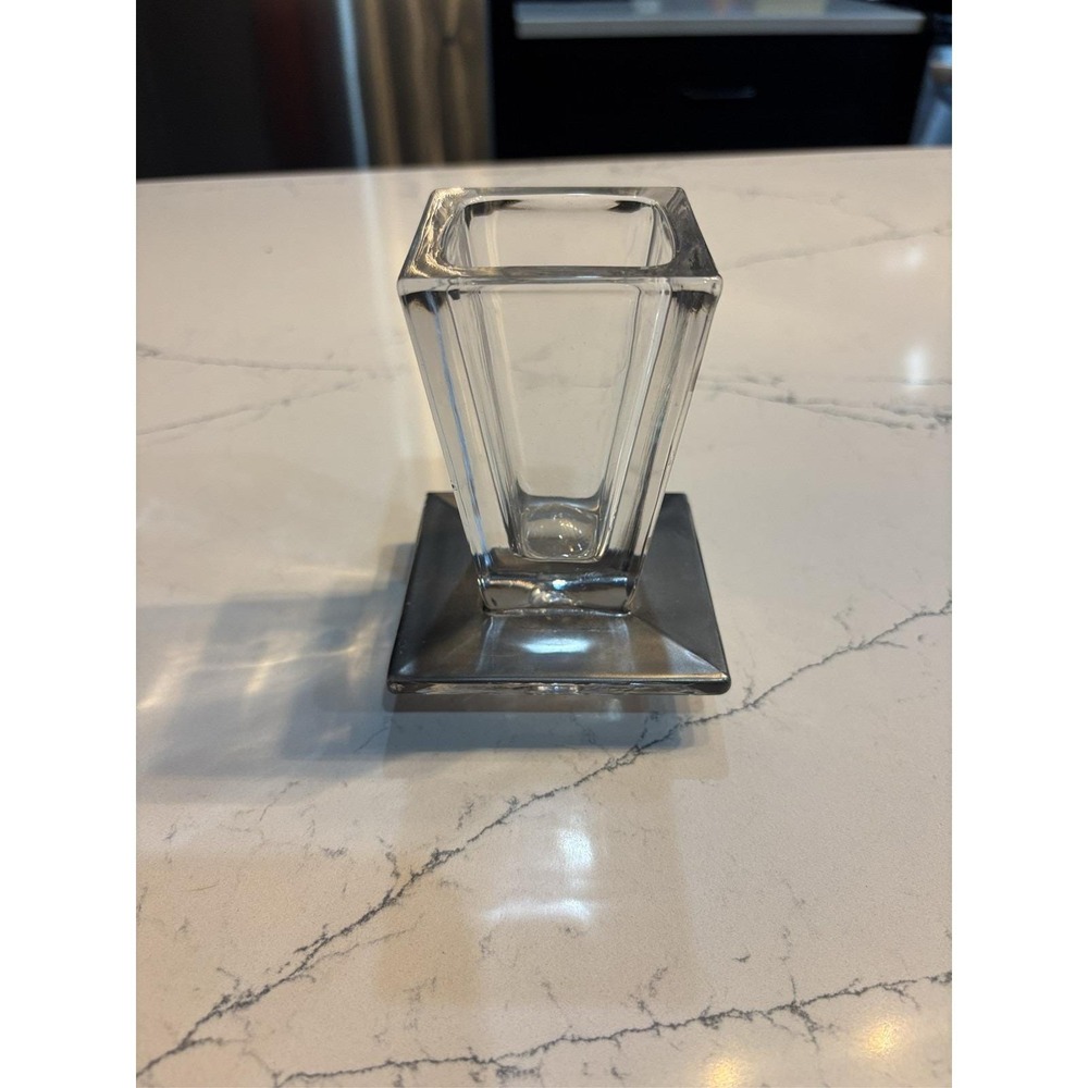 PartyLite Quad Prism 24% Lead Crystal Pedestal Candle Holder Vase